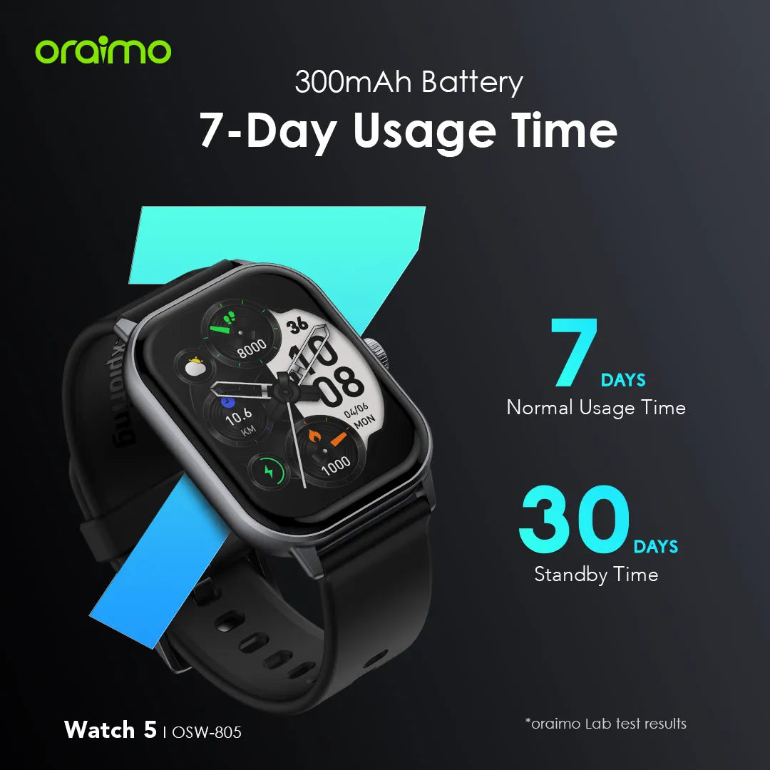 Oraimo Smart Watch 5 with 2.01″ HD Display -OSW-805