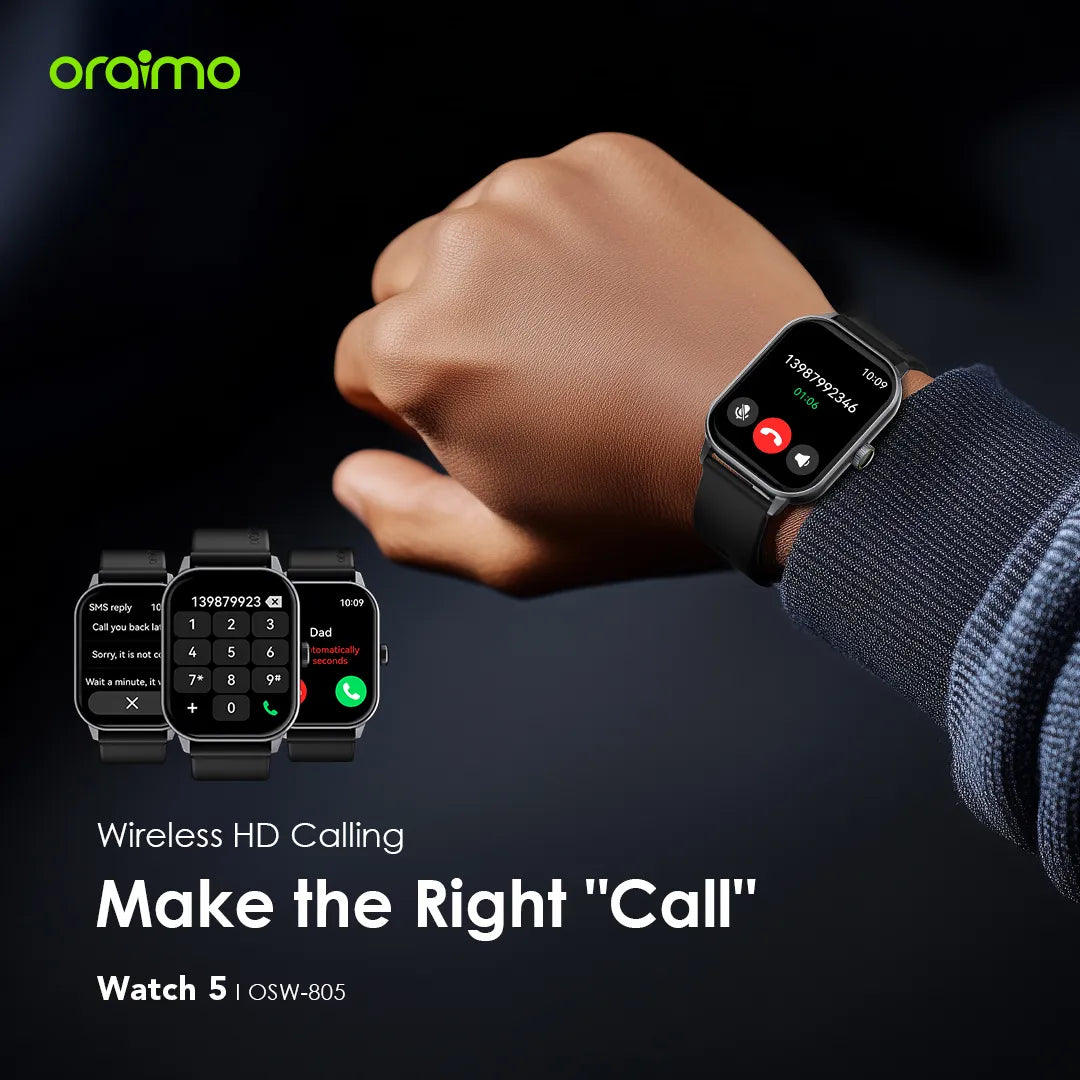 Oraimo Smart Watch 5 with 2.01″ HD Display -OSW-805