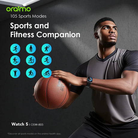 Oraimo Smart Watch 5 with 2.01″ HD Display - OSW-805