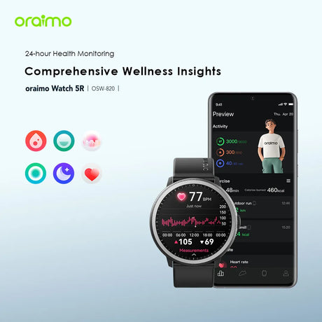 Oraimo Watch 5R 1.43” Amoled IP68 Smart Watch – OSW-820
