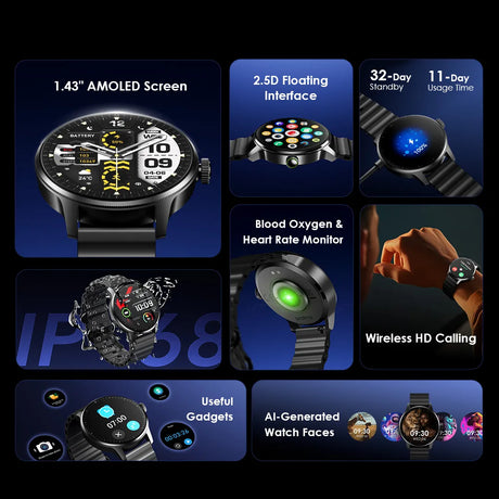 Oraimo Watch 5R Pro 1.43″ AMOLED 2.5D Smart Watch – OSW-830