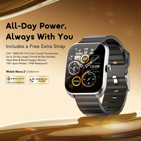 Oraimo Watch Nova 2 2.01″ AMOLED IP68 Curved Touchscreen SmartWatch – OSW-814