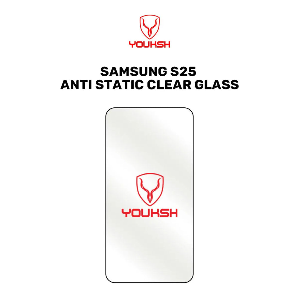 Youksh Samsung Galaxy S25 Anti-Static Clear Tempered Glass Screen Protector