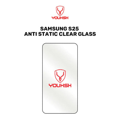 Youksh Samsung Galaxy S25 Anti-Static Clear Tempered Glass Screen Protector
