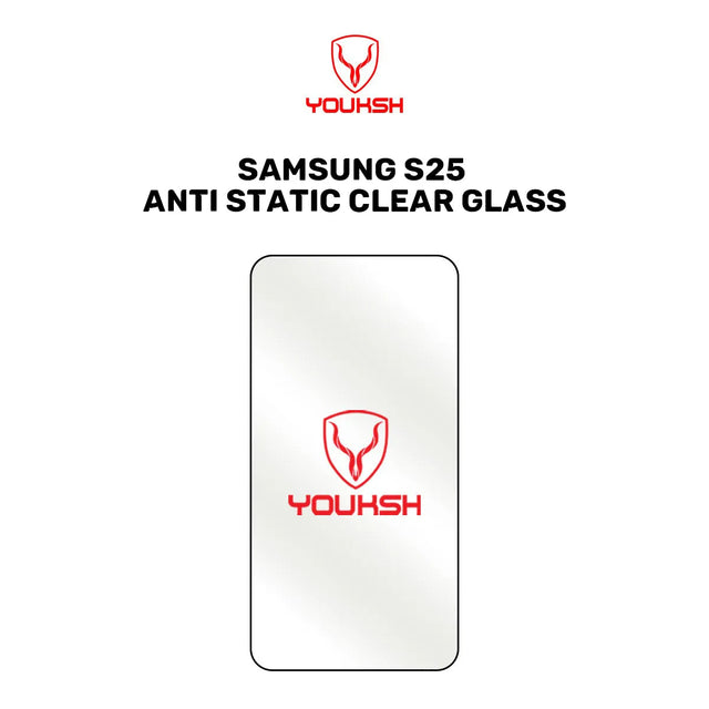 Youksh Samsung Galaxy S25 Anti-Static Clear Tempered Glass Screen Protector