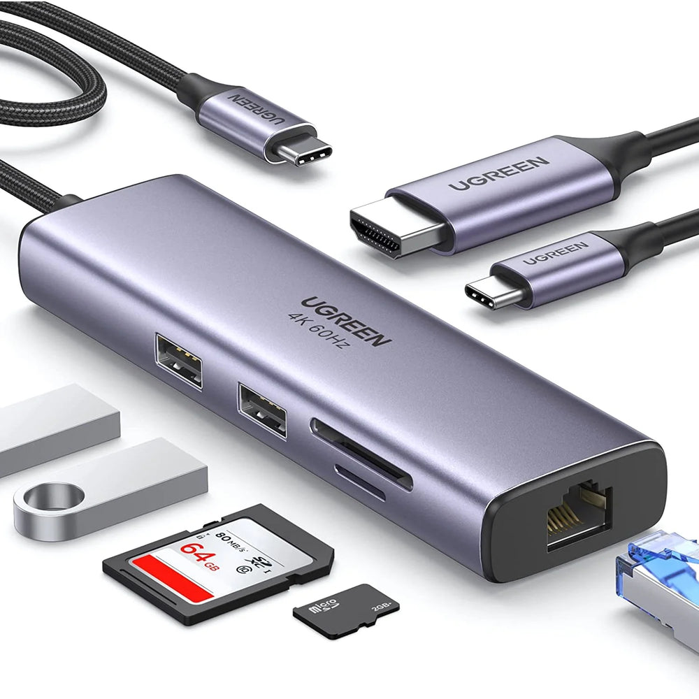 UGREEN USB C Hub with Ethernet, 7-in-1 Multiport Adapter – 60515