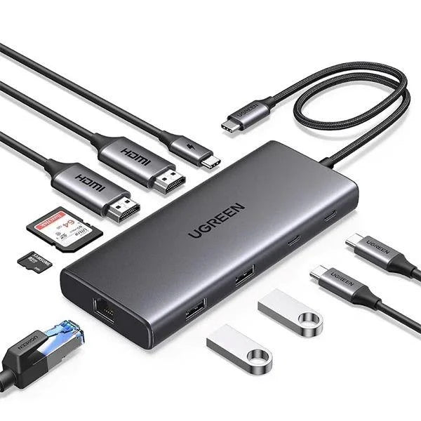 UGREEN USBC 10IN1 2XHDMI+USB-A/C Docking Station – 45380