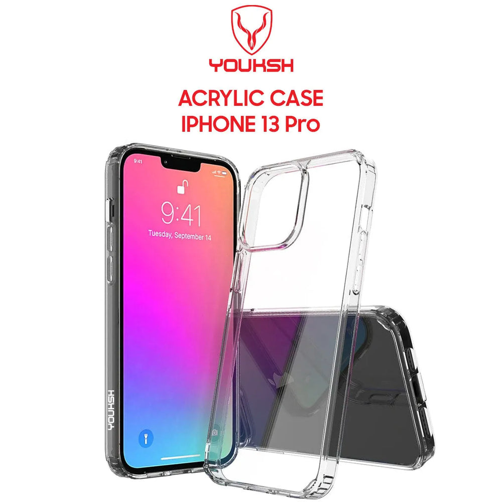 YOUKSH iPhone 13 Pro Acrylic Clear Shockproof Case