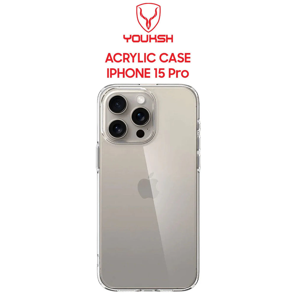 Youksh iPhone 15 Pro Acrylic Clear Shockproof Case