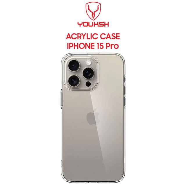 Youksh iPhone 15 Pro Acrylic Clear Shockproof Case