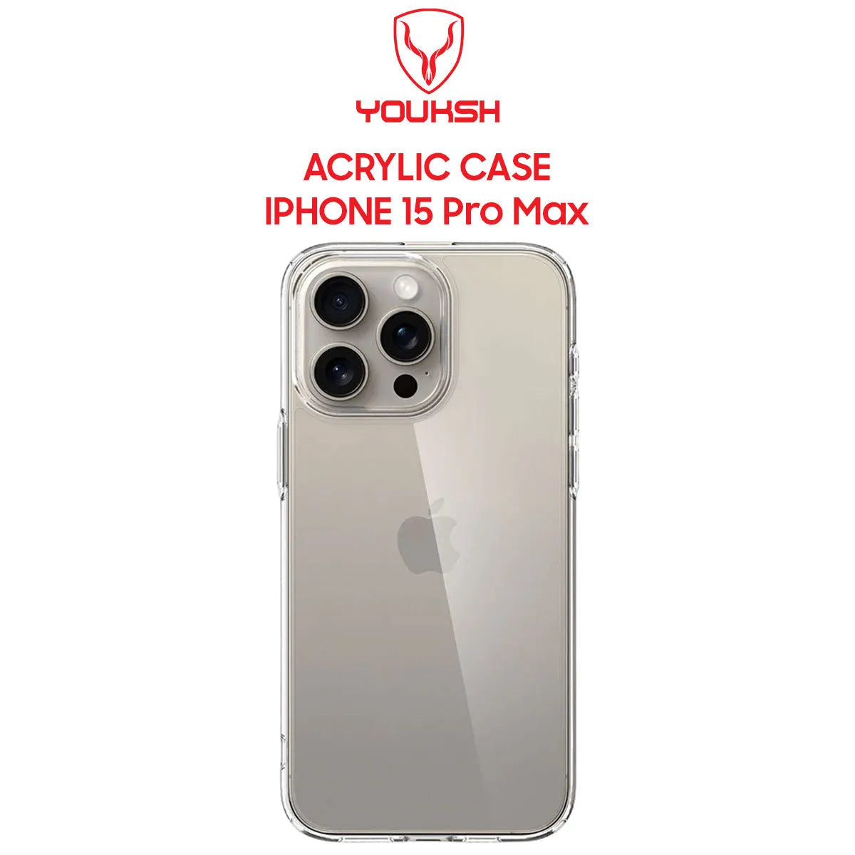 Youksh iPhone 15 Pro Max Acrylic Clear Shockproof Case
