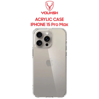 Youksh iPhone 15 Pro Max Acrylic Clear Shockproof Case