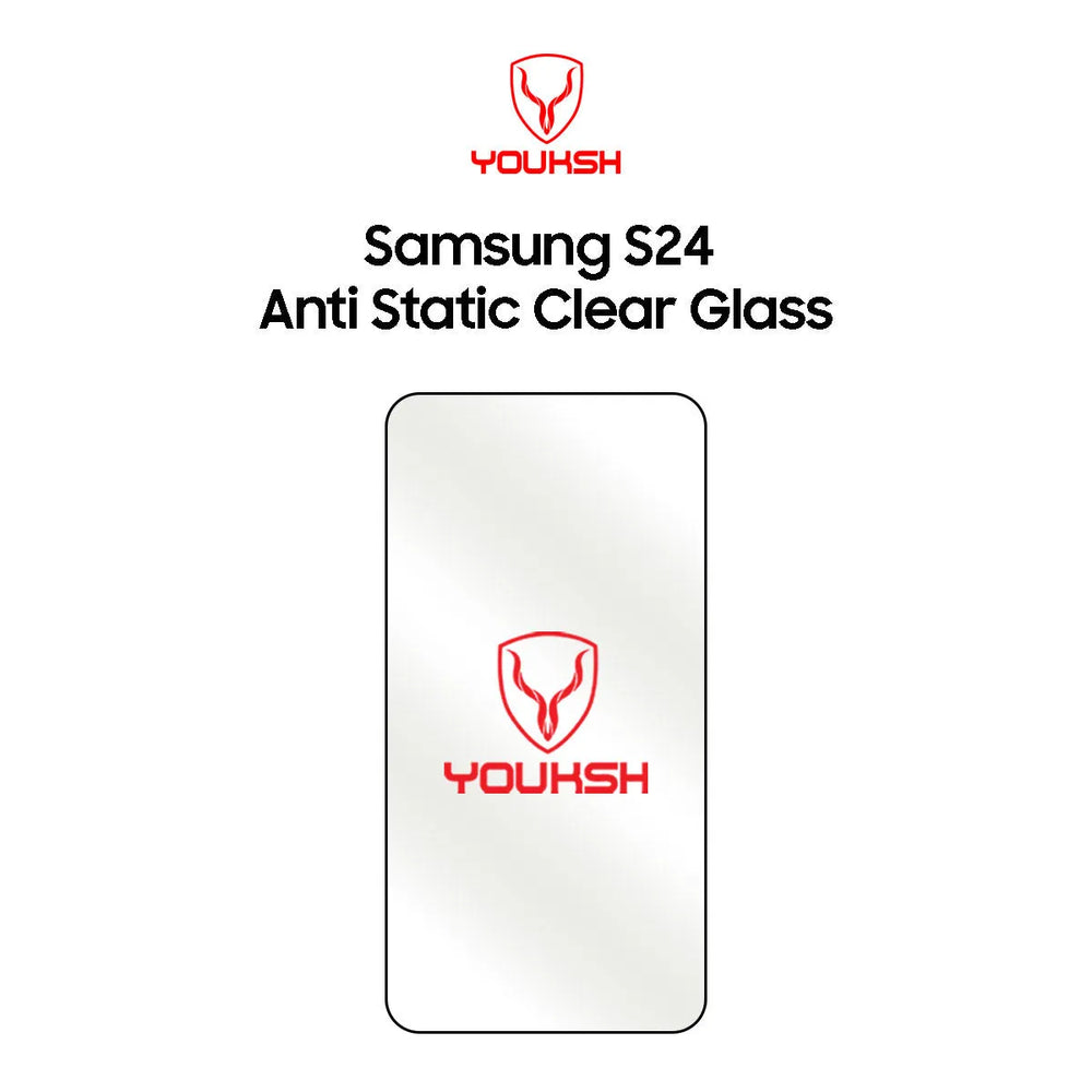 Youksh Samsung Galaxy S24 Anti Static Clear Tempered Glass Protector