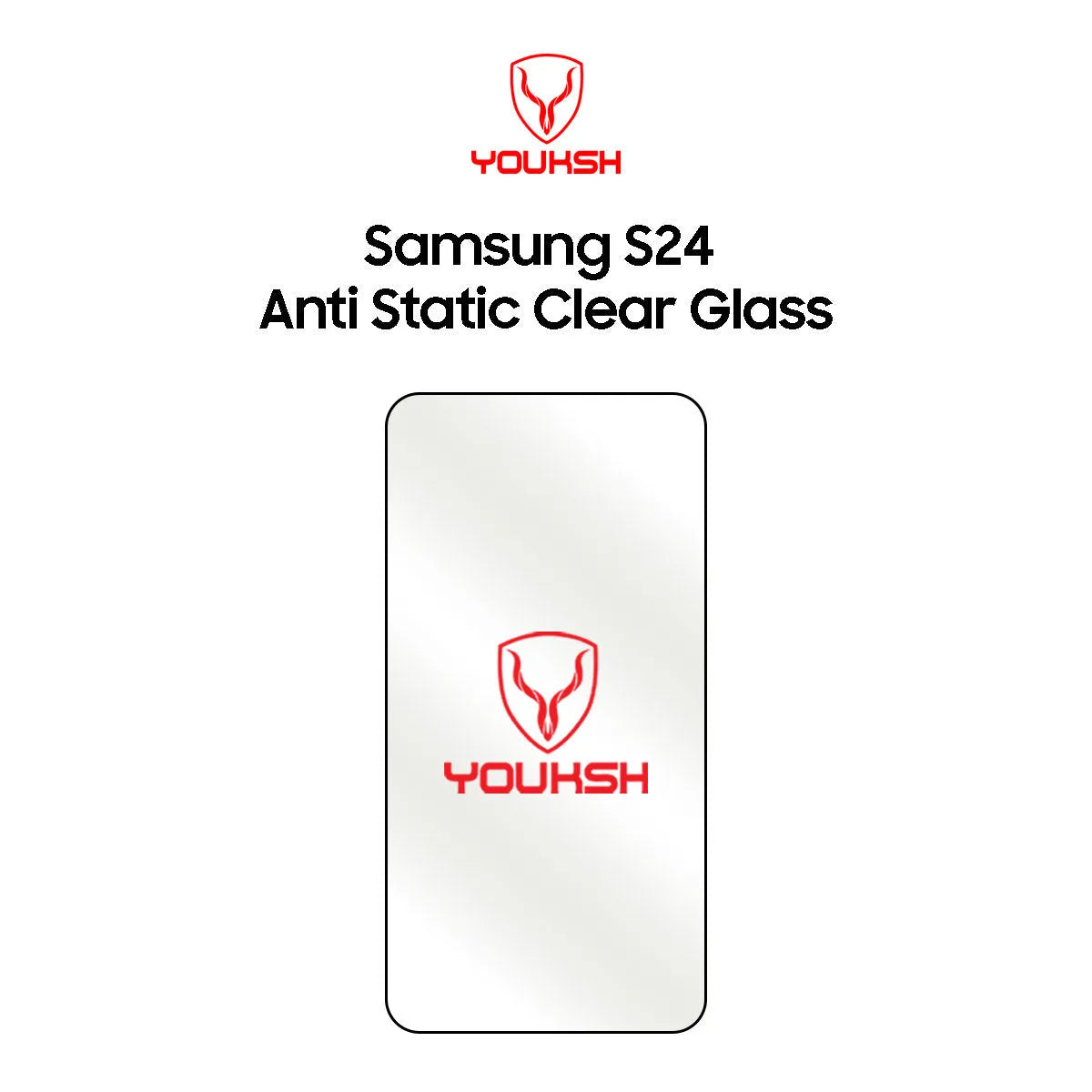 Youksh Samsung Galaxy S24 Anti Static Clear Tempered Glass Protector